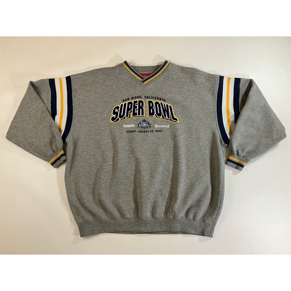 Vintage 2003 NFL Super Bowl XXXVII Raiders Buccaneers 2XL Embroidered Sweatshirt